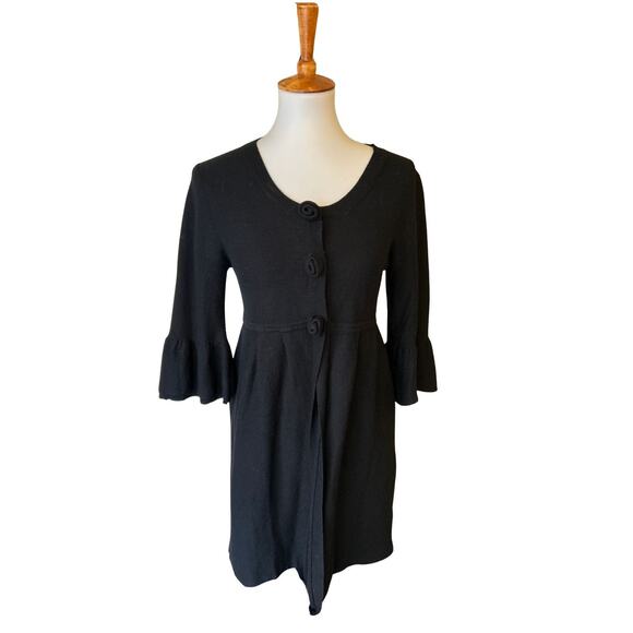 Vintage Y2K For Joseph Cashmere-Cotton Cardigan – Black Rosebud Snap Closure, XS - Picture 1 of 6